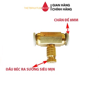 Béc phun sương đồng số 2 kèm chân nối dây 8mm béc đồng làm mát quán ăn quán cafe nhà yến giữ ẩ sương siêu mịn - MHL