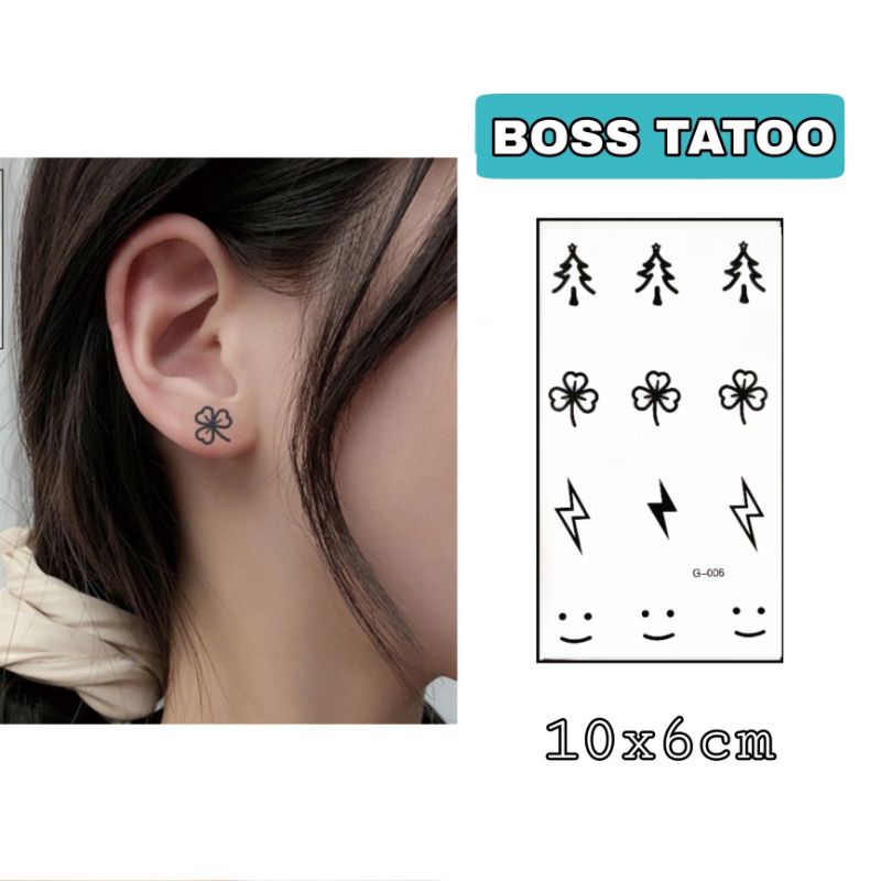 Hình xăm cỏ ba lá, cây thông, tia sét g06. Xăm dán tatoo tạm thời size &lt; 10x6cm