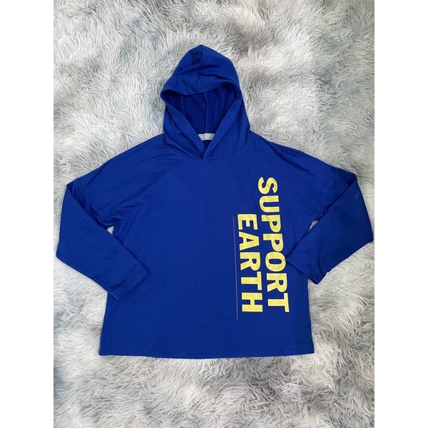 ĐỒ SI/2HAND- Áo thun hoodie nữ xanh in chữ-ẢNH THẬT DO SHOP TỰ CHỤP VÀ QUAY