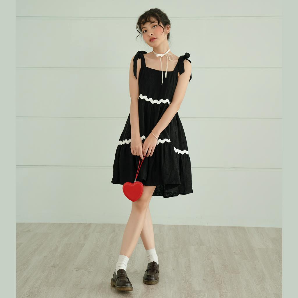 BLEUBIRD Váy suông xòe quai buộc nơ Maddie Dress