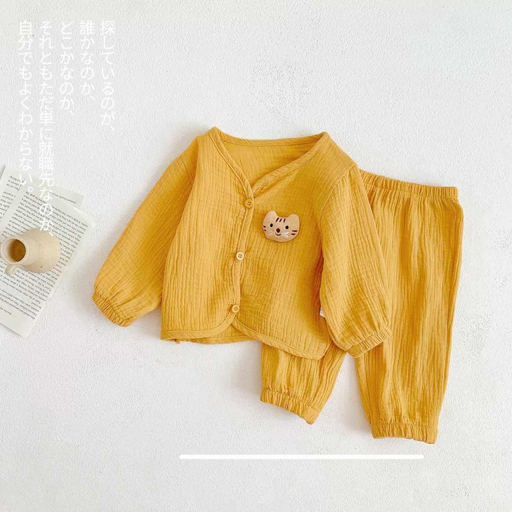 Bộ Quần Áo 100% Cotton In Hình Động Vật 3D Xinh Xắn Cho Bé 3-36 Tháng Tuổi