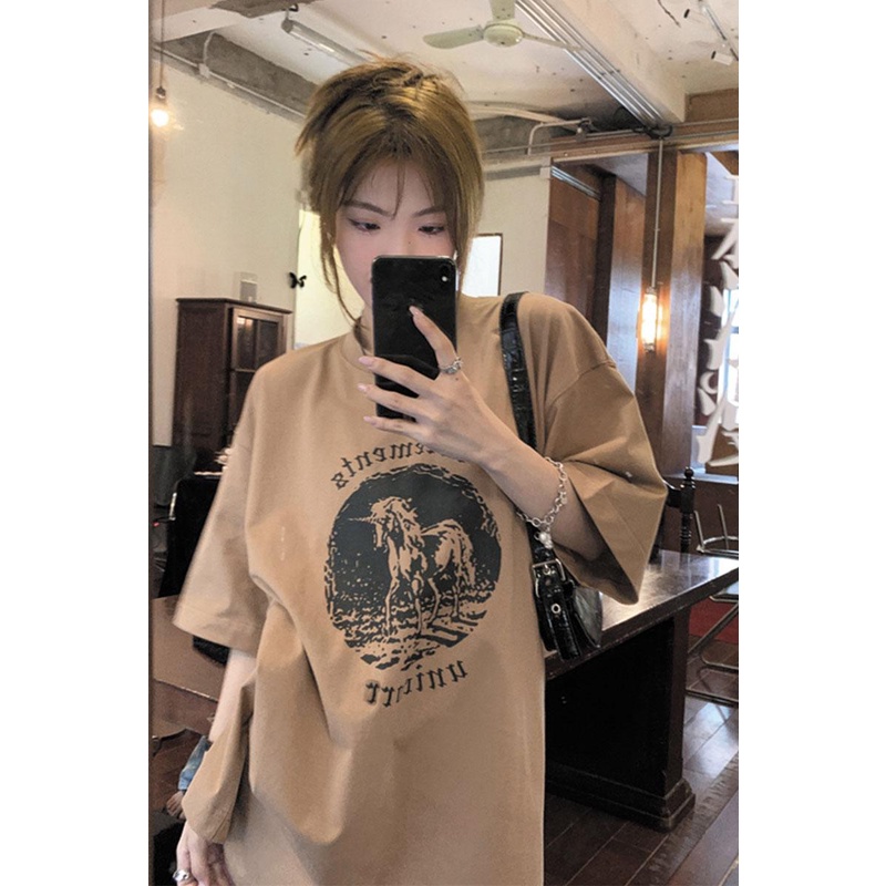 Áo thun NRVP tay ngắn cổ tròn 100% cotton phong cách Hàn Quốc thời trang cho nữ