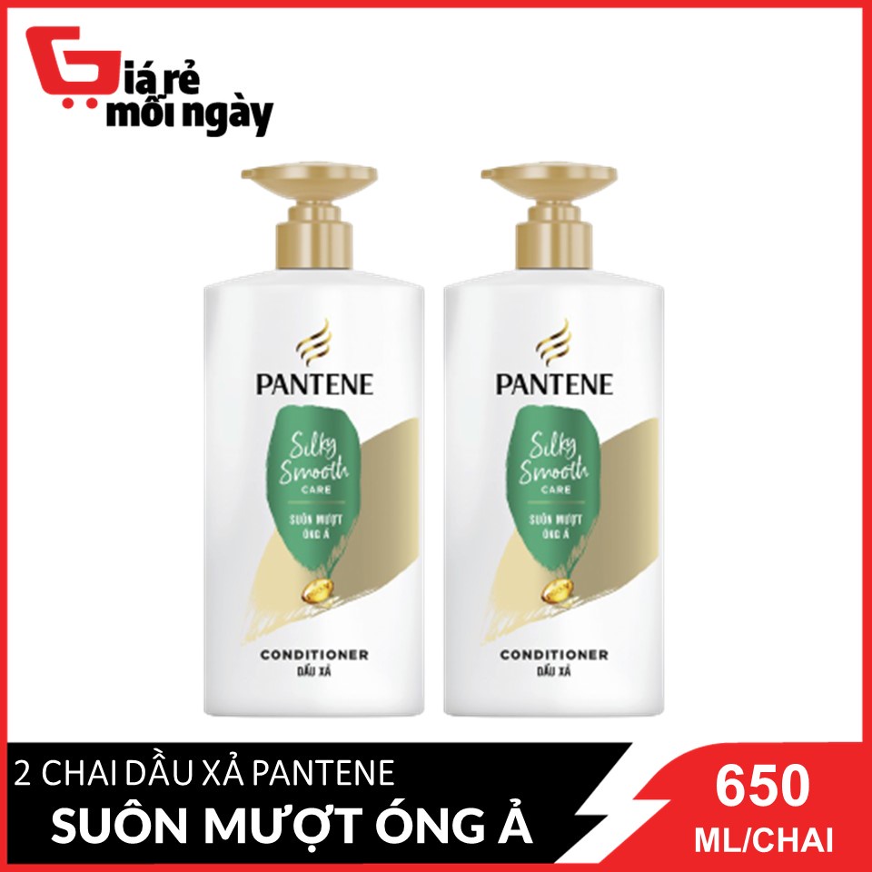 [Mẫu mới 2021]Combo 2 Dầu xả Pantene Mượt mà óng ả 650mlx2