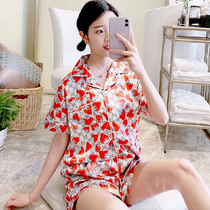 Pajamas female summer simulation silk Korean short sleeves can be worn outside home service suit | BigBuy360 - bigbuy360.vn