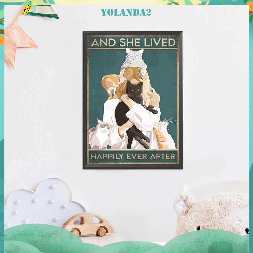 Tranh thêu chữ thập 11CT 3 sợi cotton hình mèo toàn diện