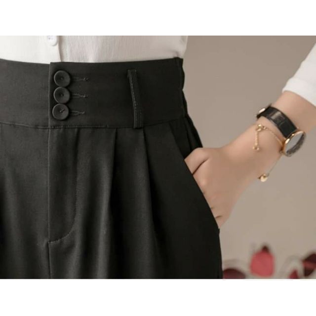 Quần baggy cạp cao 3 khuy chất tuyết mưa