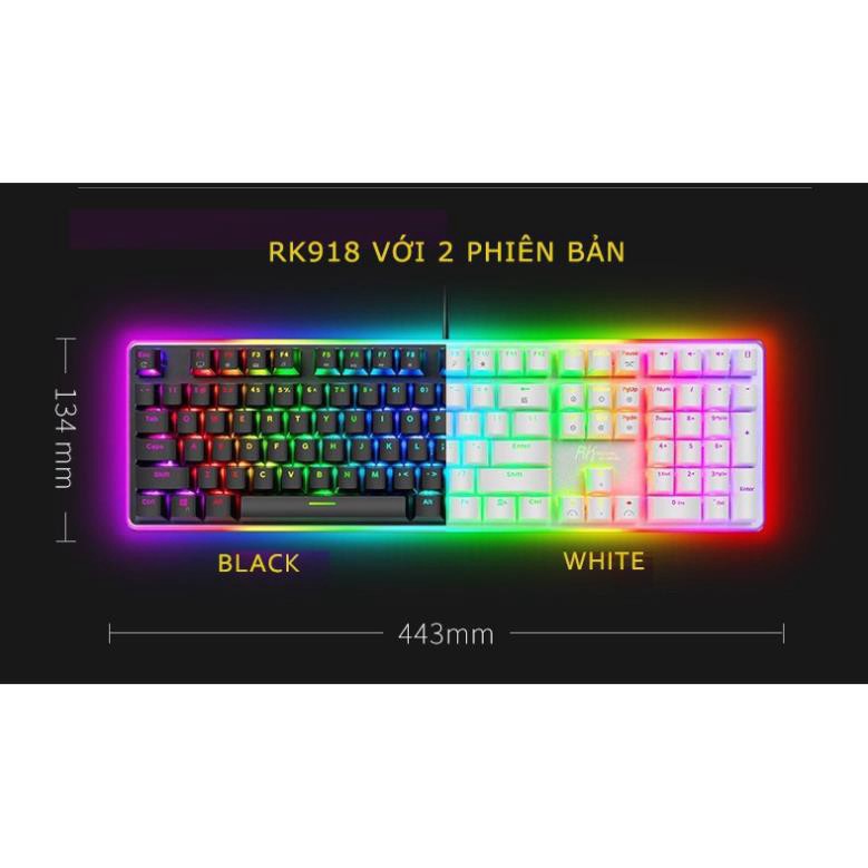 Bàn Phím Cơ Royal Kludge RK918 Version 3 - Led RGB Full bàn phím - Phần mềm tùy chỉnh Led và Custom Macro phím