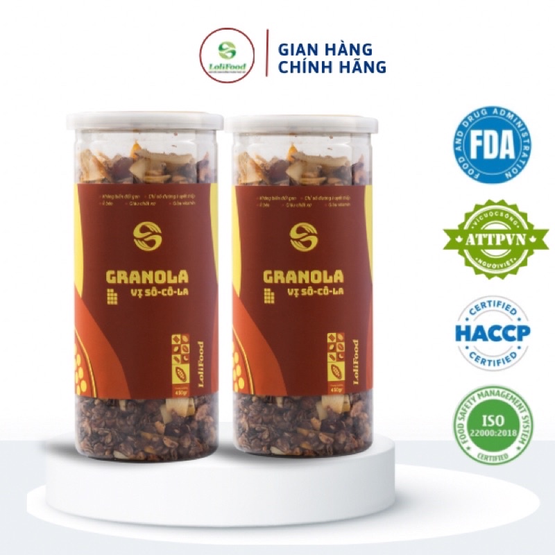 Granola Vị Socola Lolifood Cao Cấp - Cho Người Ăn Kiêng, Mẹ Bầu (hộp 450gr)