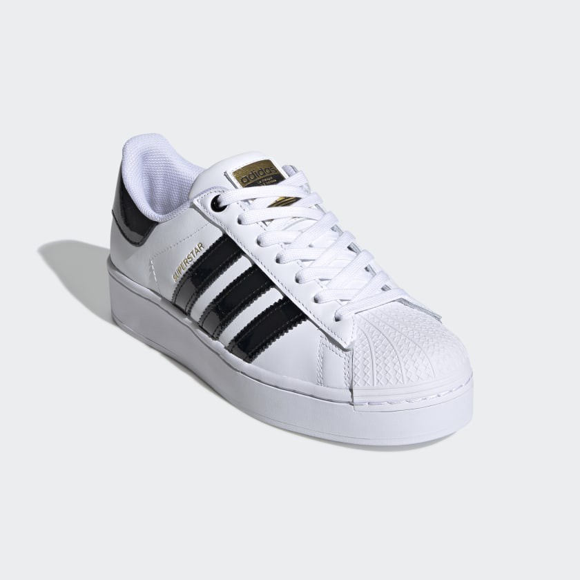 Giày Sneaker Superstar Adidas trắng sọc đen tem vàng bold auth có sẵn