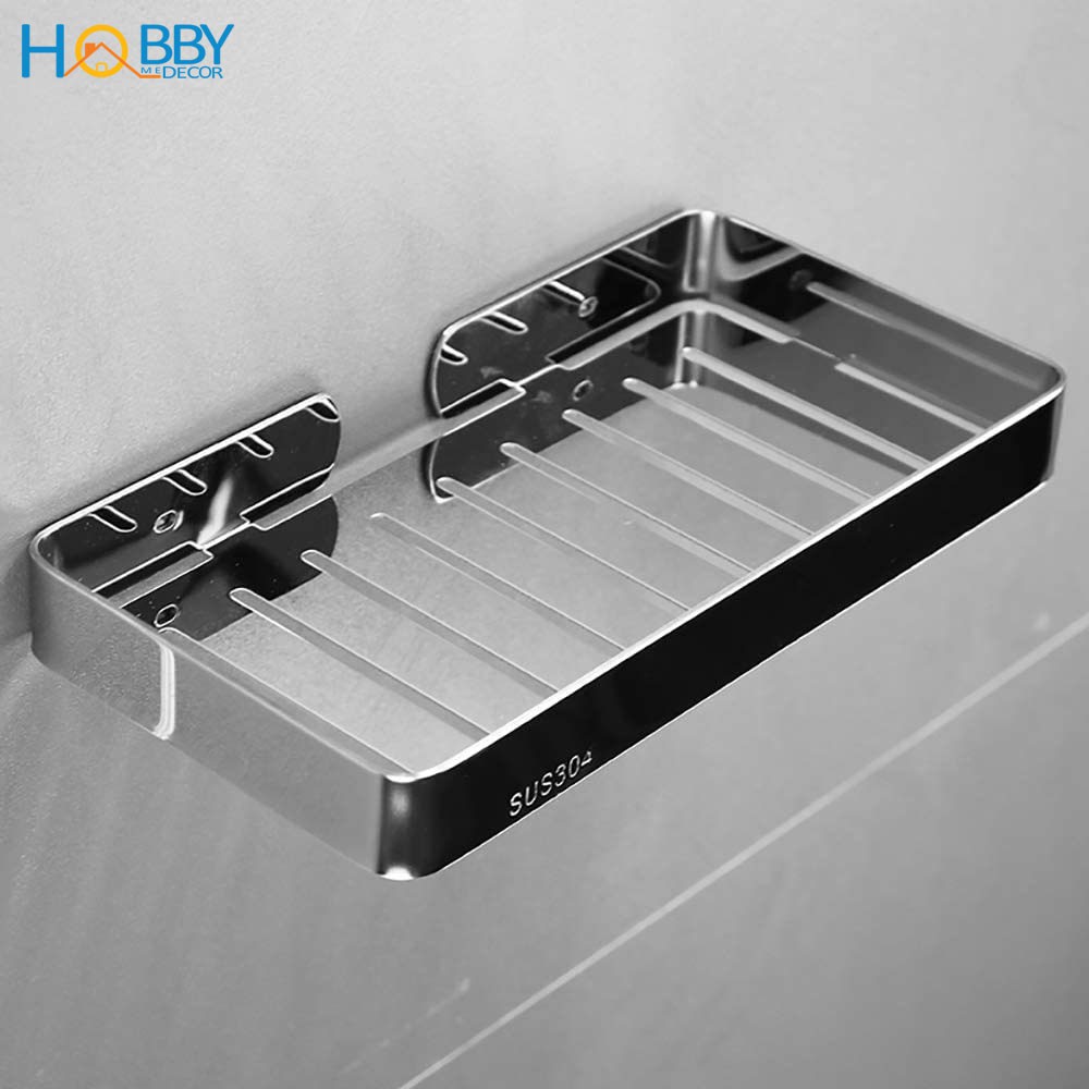 Kệ đựng xà phòng HOBBY Home Decor SB6 Inox 304 dán tường gạch men hoặc khoan tường - loại lớn cao cấp