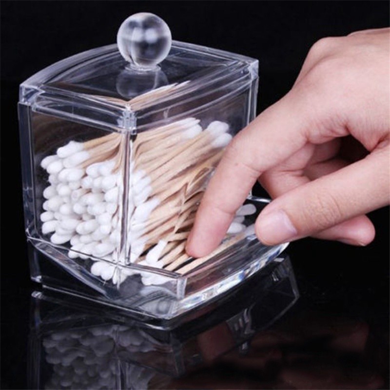 [Hàng mới về] Hộp đựng tăm bông bằng acrylic trong suốt tiện dụng