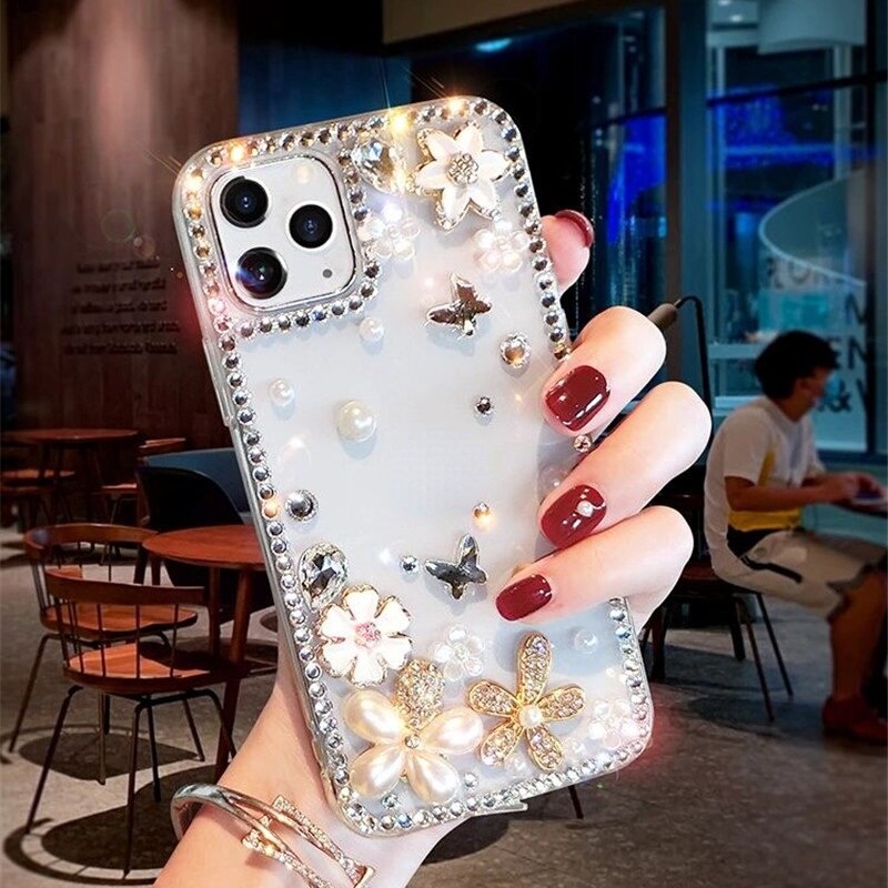 Ốp Chai Hoa Lấp Lánh Cho iPhone 14 Pro Max 15 Plus 12 13 11 Pro Max Mini Kim Cương Mặt Sau Dành Cho iPhone XS Max XR X 6 7 8 Plus SE 2020