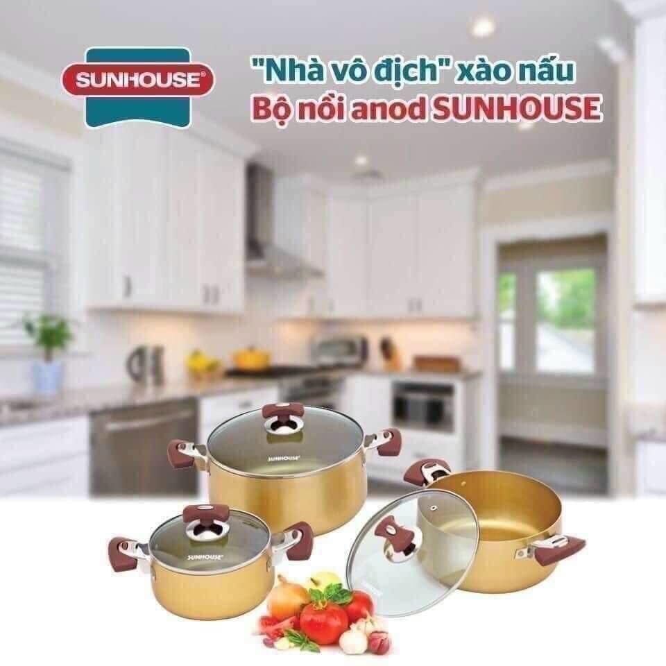 Bộ Nồi Sunhou s e Cao Cấp SH 6634 Màu Vàng Đồng