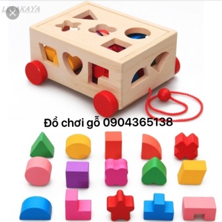Combo đồ chơi xe gỗ thả hình khối và ghép hình