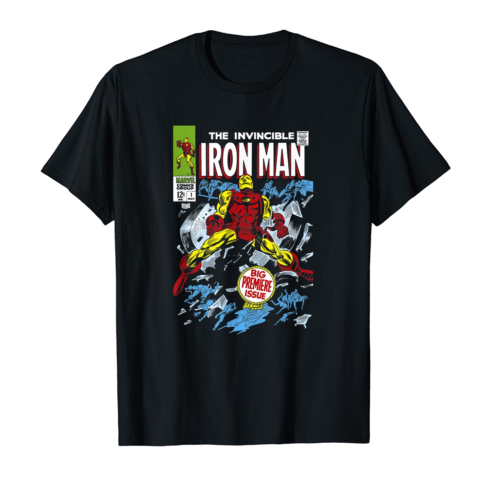 Áo thun cotton unisex HTFashion in hình Marvel Avengers Iron Man Big Premier Issue Classic Comic-7753