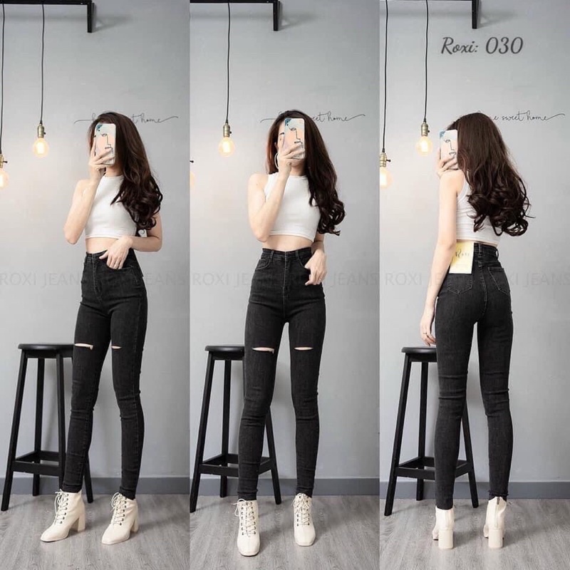 Quần jean Xám đen kiểu