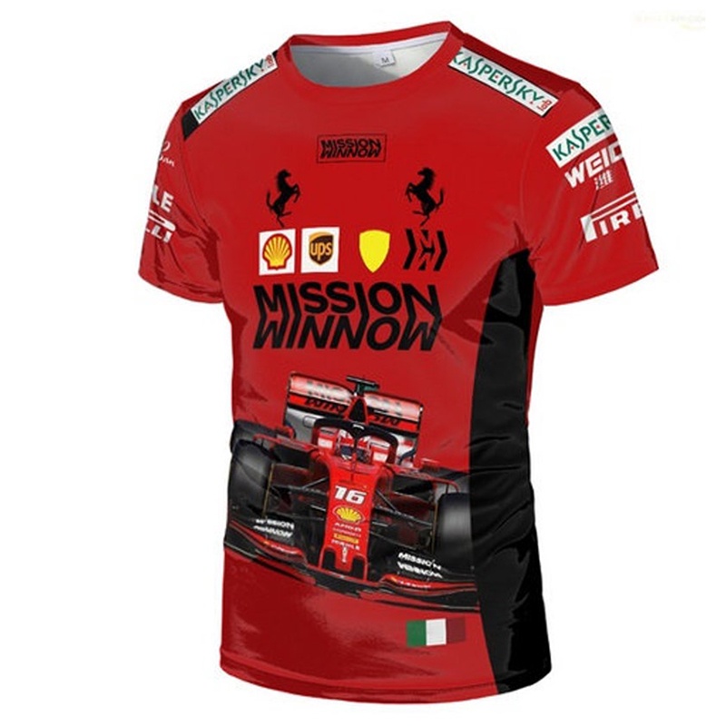 Áo nam Tay Ngắn In Hình Xe Đua Ferrari 3D F1 Cá Tính