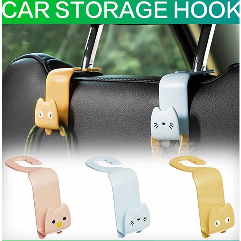 Móc Treo Đồ Gắn Sau Ghế Xe Hơi Bằng Nhựa Kiểu Hoạt Hình Tiện Dụng