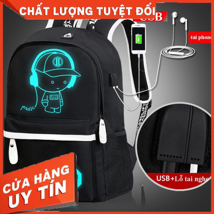 HÀNG CAO CẤP -  Ba lô nam nữ  Phát Sáng Boy Music Có Cổng Sạc USB, Lỗ Tai Nghe Tiện Lợi BL01.26  - Hàng Cao Cấp