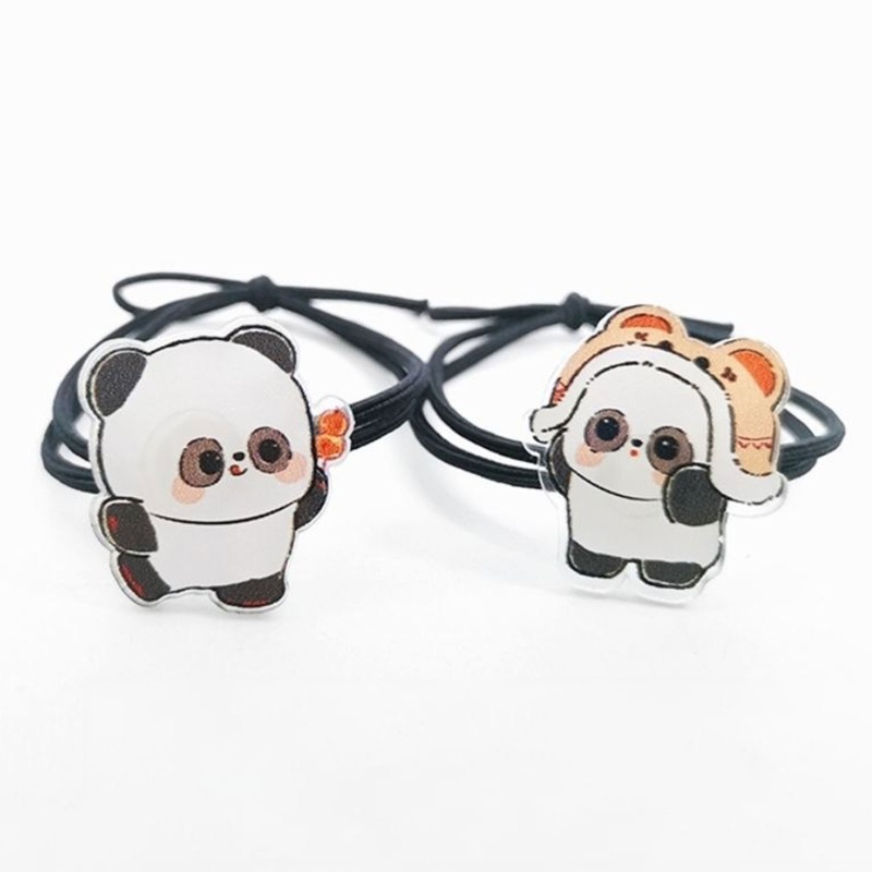 Set 2 Dây Cột Tóc Hình Gấu Trúc Hoạt Hình Dễ Thương