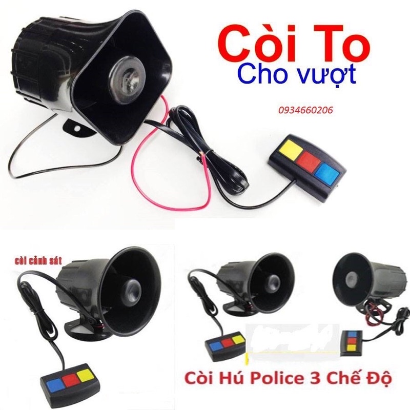 Còi hú 3 chế độ, còi xin vượt xe máy ô tô