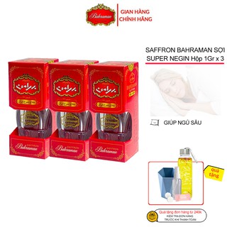 Nhụy hoa nghệ tây Saffron Bahraman Super Negin 3 hộp 1Gram