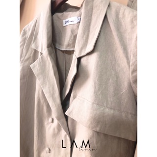 Set Blazer quần lửng vải Linen ( màu Nude)