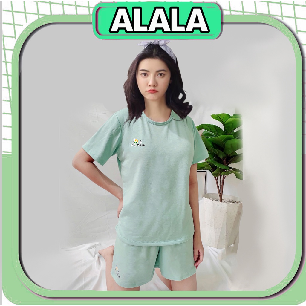 Đồ bộ nữ cộc tay mặc nhà thời trang mới tông màu sáng - Chất liệu Cotton cao cấp chính phẩm ALALA