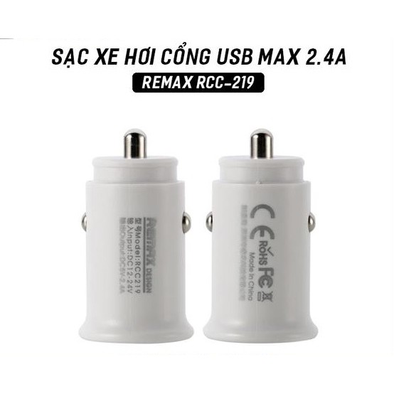 Sạc xe hơi Remax RCC219 2 cổng USB max 2.4A