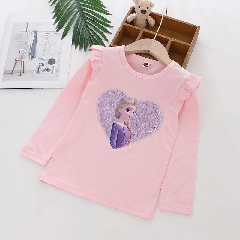 Áo Công Chúa elsa Tay Dài Đính Kim Sa Phong Cách Hàn Quốc Chất Lượng Cao Thời Trang Cho Bé Gái 2-8 Tuổi