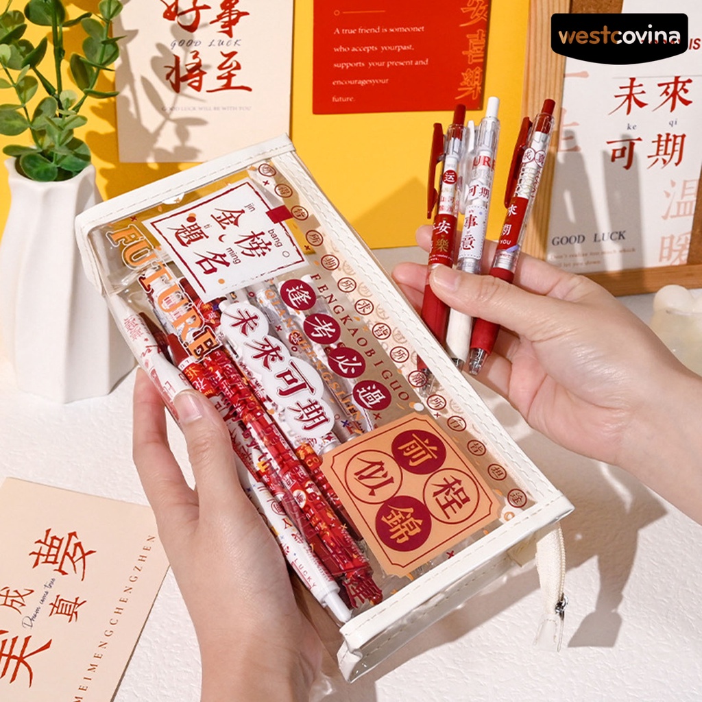 [Hot]✍Túi Đựng Bút PVC Phong Cách Năm Mới Trung Hoa Dễ Thương Cho Học Sinh