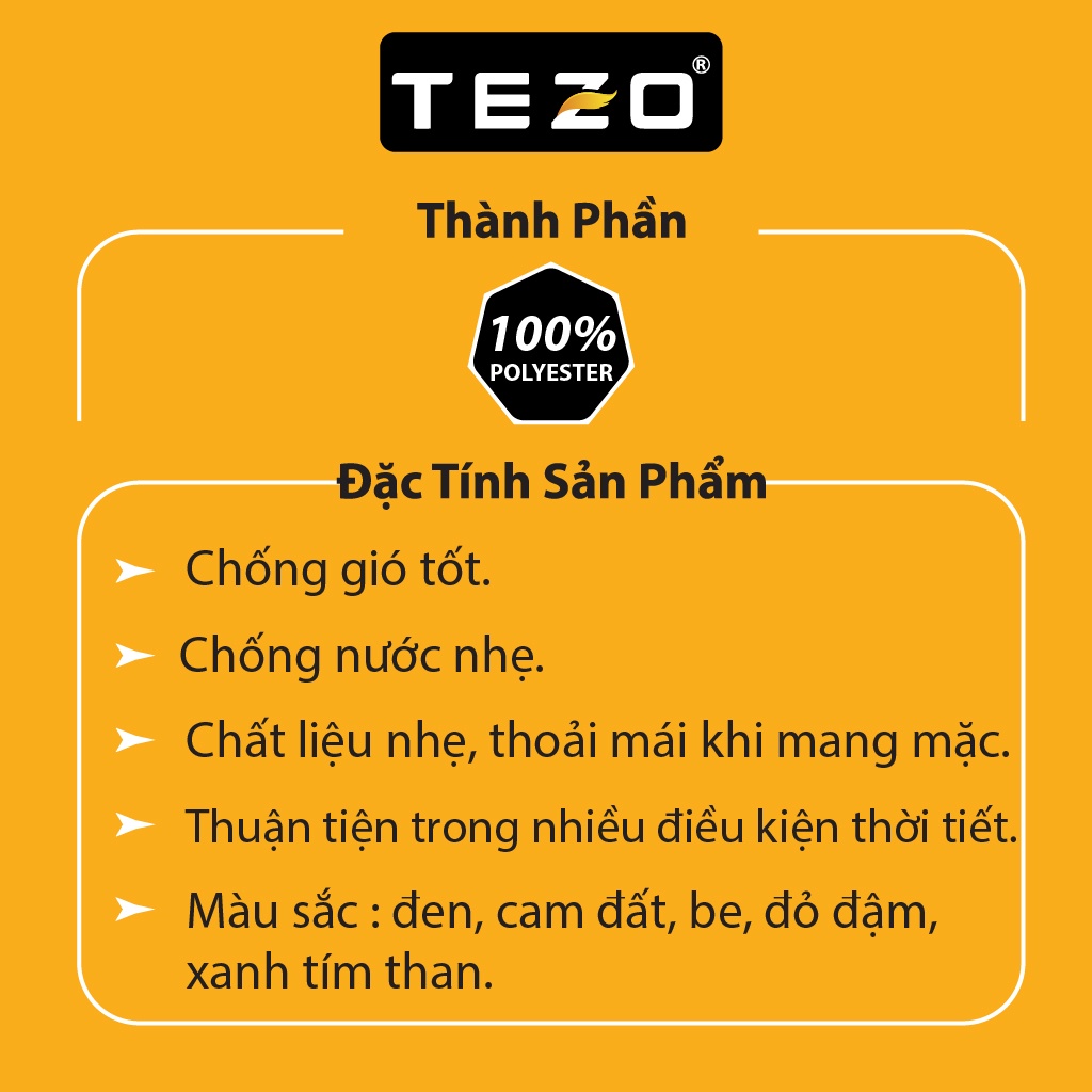 Áo gió nữ hai lớp TEZO, áo khoác dù nữ 5 màu có mũ tháo rời dáng thể thao kháng nước kháng bụi 2109AG2T01