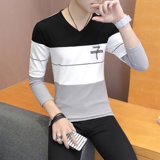 Áo thun nam cổ tim dài tay
