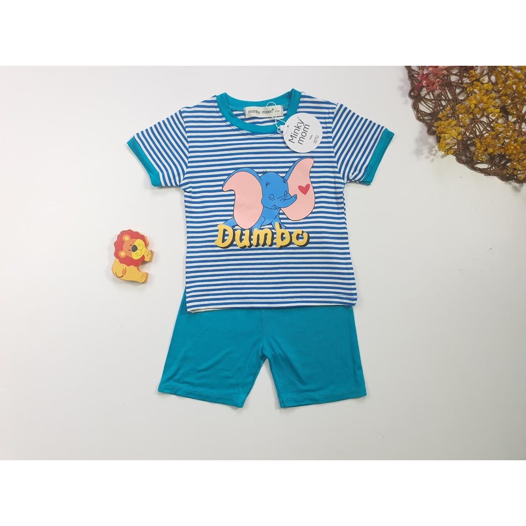 Bộ Cộc Tay thun lạnh in hình Dễ Thương Cho Bé áo kẻ