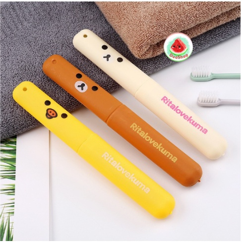 Hộp Đựng Bàn Chải Du Lịch - Hộp Đựng Bàn Chải Đánh Răng Gấu Rilakkuma Đáng yêu 🍉Duashop🍉