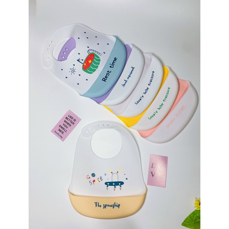 Yếm Ăn Dặm Silicon Dẻo Có Máng Kichi-Sạch Sẽ, An toàn, Tiện Lợi, yếm ăn chống rơi vãi