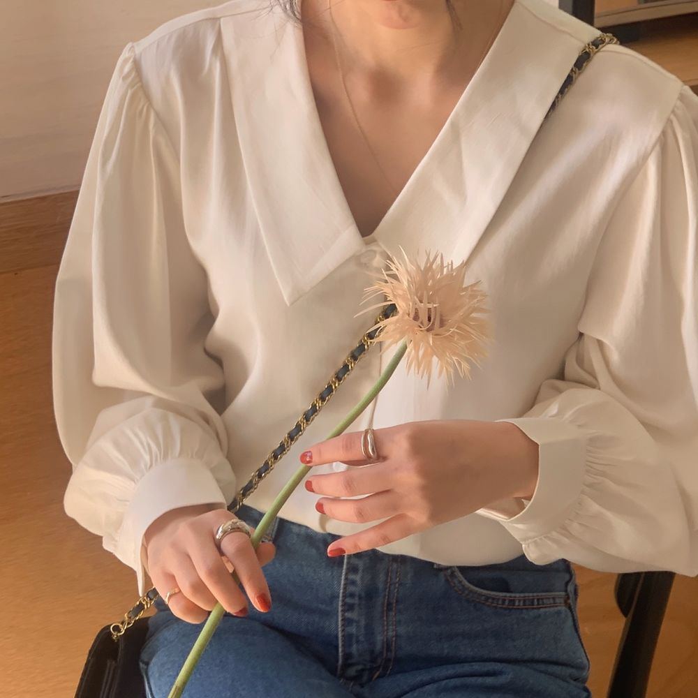 Áo sơ mi tay dài cổ chữ V phong cách thời trang mùa hè