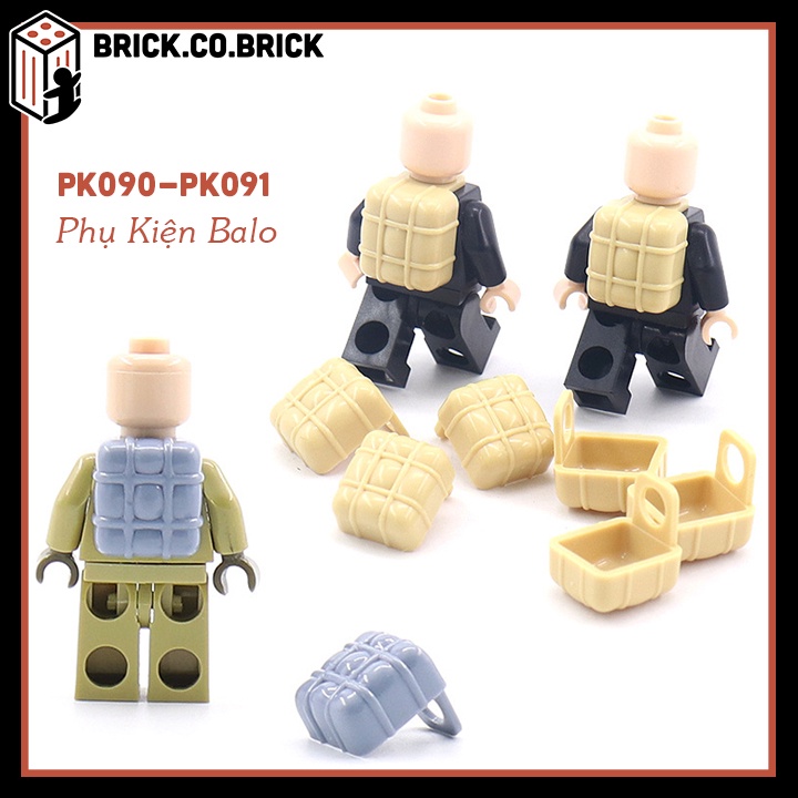 Phụ Kiện Balo Nhân Vật Minifigure Phụ Kiện MOC Army 2 màu Xám và Be PK090 PK091