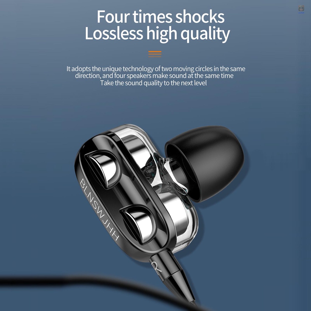 (Giao Hàng Nhanh) Tai Nghe Nhét Tai A4 Cổng 3.5mm Chống Nước Màu Đen Phong Cách Thể Thao