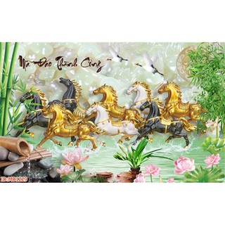 [Nhiều mẫu] Tranh Mã đáo thành công phong thủy thịnh vượng, Tranh dán tường 3d hiện đại (tích hợp sẵn keo)