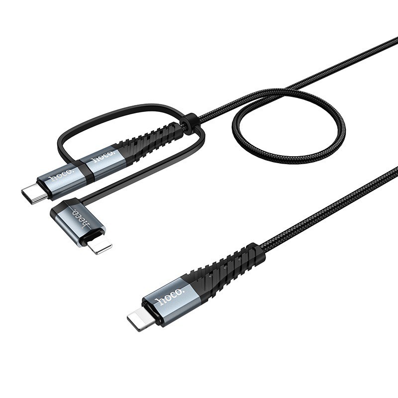 Cáp Sạc Đa Năng 4 Đầu Hoco X38 💎Chống Gãy💎 (2 x Lightning, Micro-USB, Type-C) - Hàng Chính Hãng