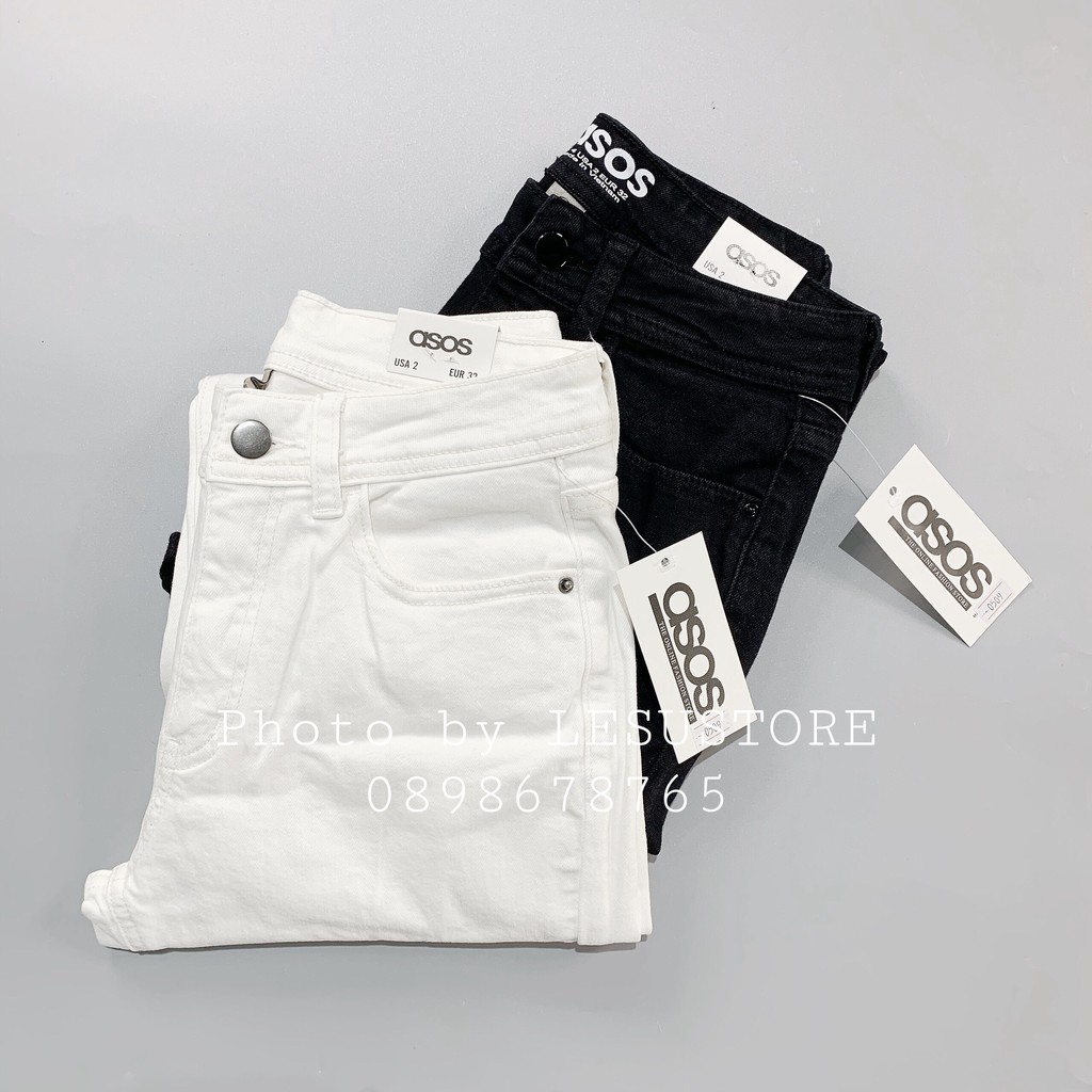ẢNH TỰ CHỤP Quần Jeans Boyfriend Đen Trắng Trơn