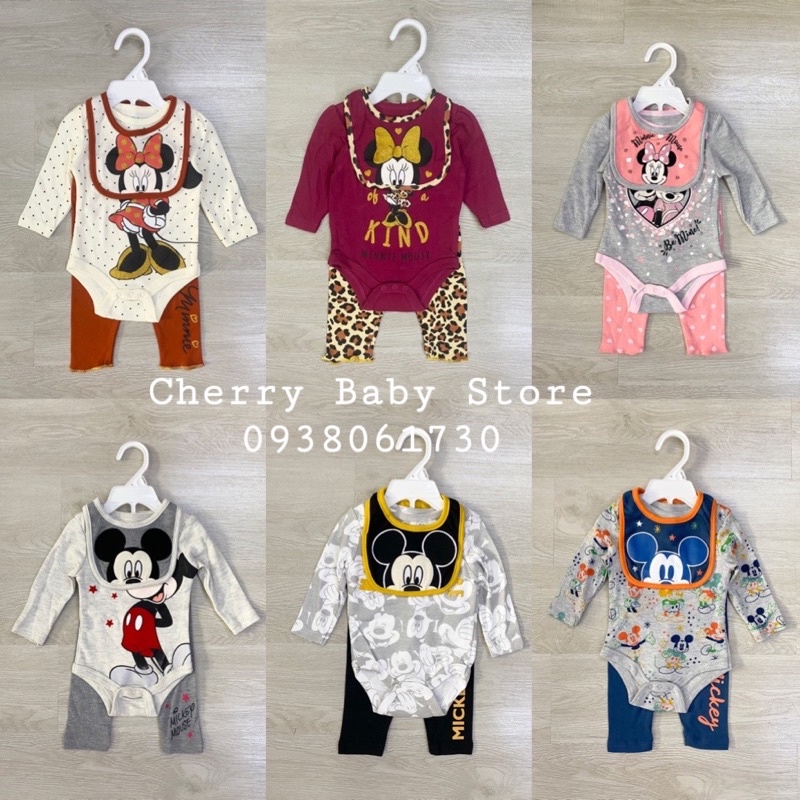 Set body tay dài cotton xuất dư disney cho bé trai và gái