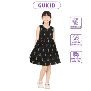 Đầm Bé Gái Cổ Tròn Sát Nách, GUKID từ 18-40 kg - chất liệu THUN COTTON 4 chiều