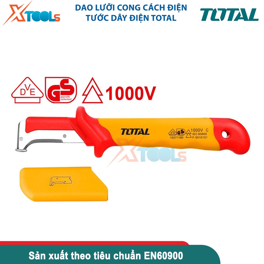 Dao tước dây điện lưỡi cong cách điện 1000V TOTAL THIDCK1851, kích thước: 50x185mm [CHÍNH HÃNG][XTOOLS]