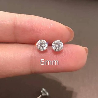 Nụ tai bạc ta gắn kim cương nhân tạo 5mm