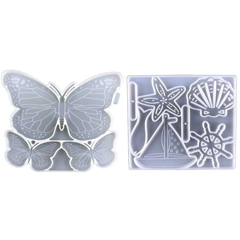 Set 2 Khuôn Silicone Làm Mặt Dây Chuyền / Móc Khóa Hình Cánh Bướm DIY