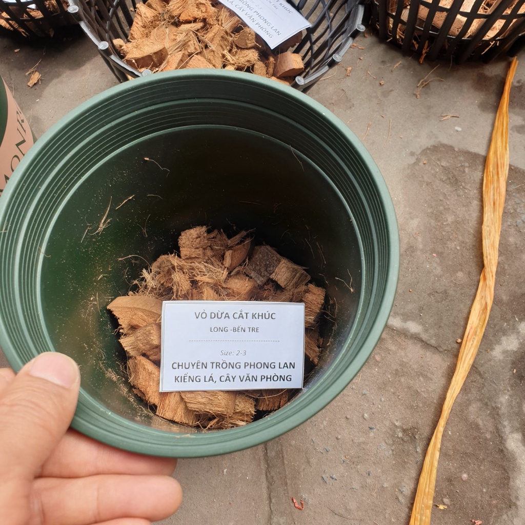 Xơ dừa cắt khúc, dừa cục đã xử lý Trồng kiểng lá, trồng Lan ~ 0,4kg và 1kg