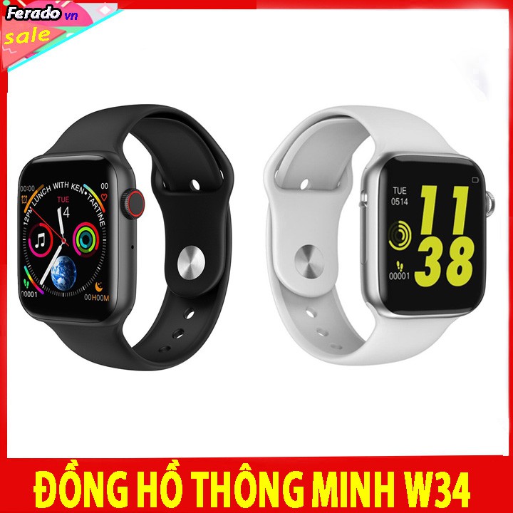 Đồng hồ thông mình w34 cảm ứng theo dõi sức khỏe kết nối bluetooth