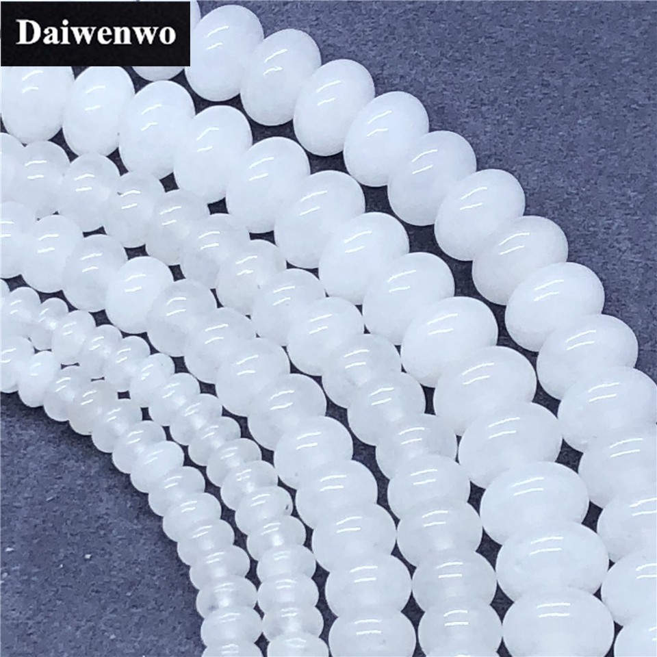 Chuỗi Hạt Ngọc Bích Trắng Tự Nhiên 2.5 * 4.5mm 4 * 6mm 5 * 8mm Dùng Làm Đồ Trang Sức Thủ Công